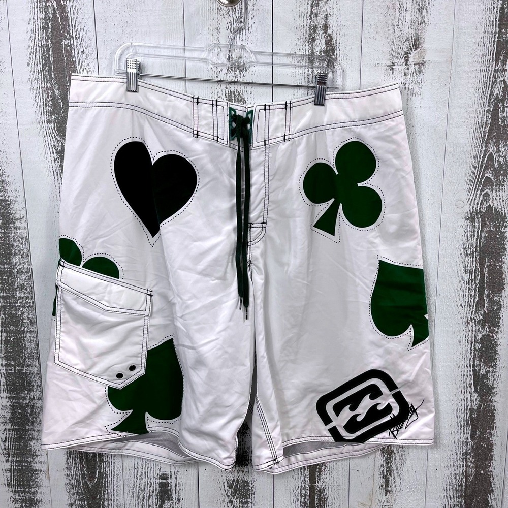 Billabong Taj Burrow Signature Boardshorts White Green Poker Print Men's 42